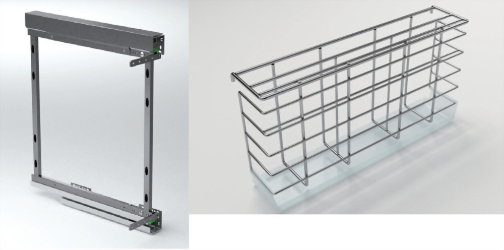 キッチン用スロークローズまな板、ナイフ置き用引出 耐荷重：30kg