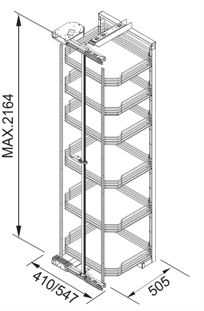 雙緩衝橫移拉伸櫃