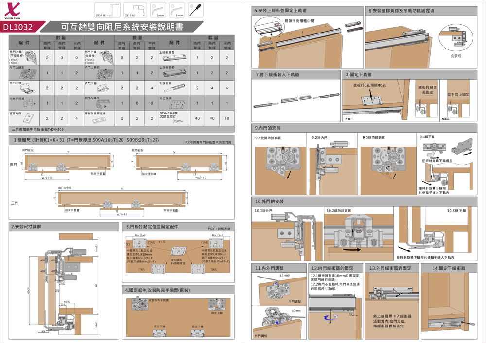 EXTERNAL TWO-WAY BUFFER SLIDING DOOR WHEEL