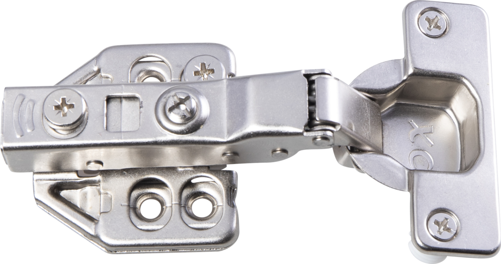 ダンパー内蔵スライド丁番 (半かぶせ、35ｍ/ｍカップ、105度開き） ソフトクローズ、プレート三次元調整、キャッチ、ワンタッチ