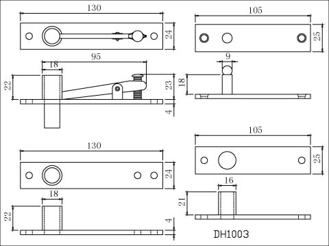 HEAVEN AND EARTH SHAFT CONCEALED DOOR UPPER AND LOWER HINGE