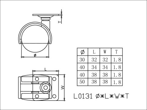 BALL CASTER, BOLT MOUNTING