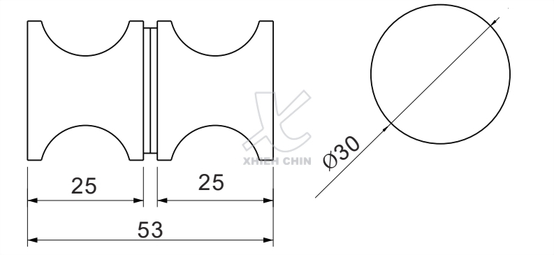 Bathroom handle (for glass)