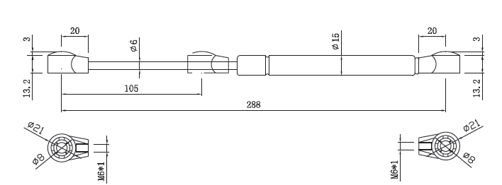 Flat-Opening Gas Spring