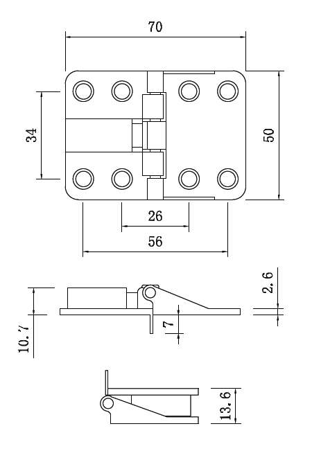 Single tube folding door hinge