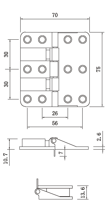 Double tube folding door hinge