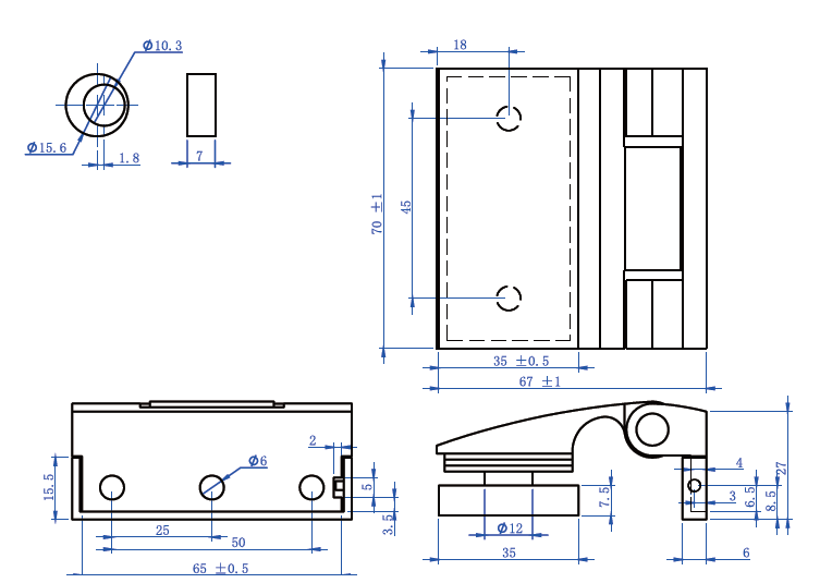 ステンレス304ガラス丁番90度