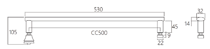 ステンレス304浴室用金具-タオル掛け（四角い）