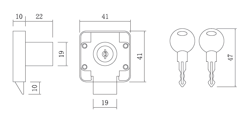 7分抽屉锁-斜舌