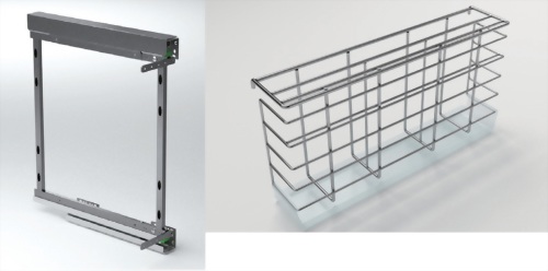 キッチン用スロークローズまな板、ナイフ置き用引出 耐荷重：30kg