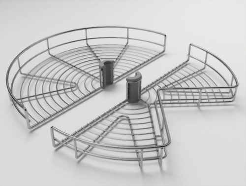 キッチン用スロークローズコーナー用ワイヤーラック扇円270度（耐荷重：20kg）