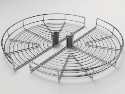 キッチン用スロークローズコーナー用ワイヤーラック円型360度（耐荷重：20kg）