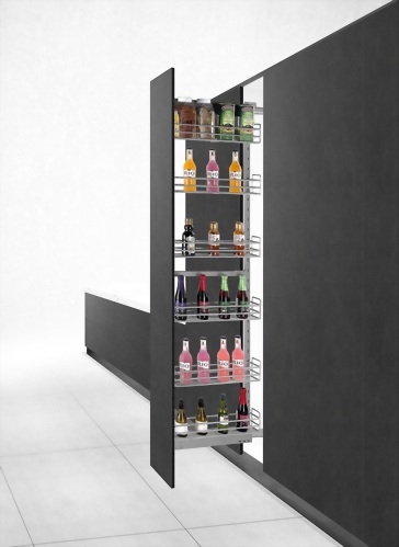 キッチン用横開きドアスロークローズワイヤーラック　 鋼化ガラス