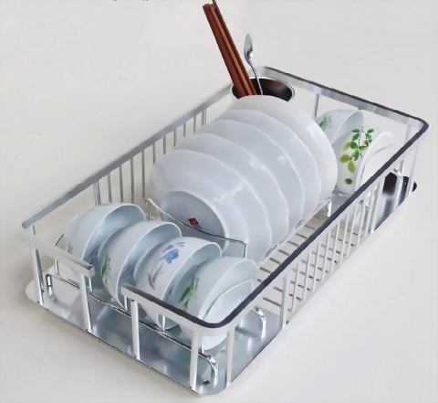 キッチン用　アルミ製水切りラック　