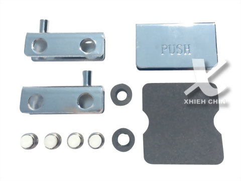 GLASS DOOR HINGE W/PUSH PLATE