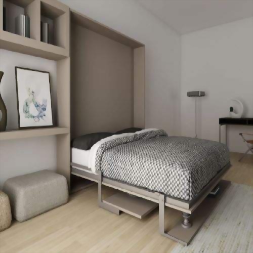 義大利POZZOLI 雙人緩衝正掀床；五尺+一層書架+一書桌CLICK V-TOP