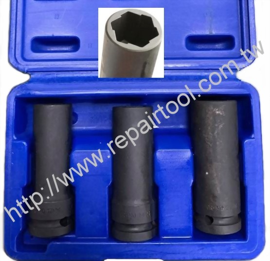 3PC None Slip Deep Socket Set 1/2