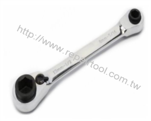 8 In 1 Anti-slip Metric & SAE reversible Double Box Ratcheting Wrench