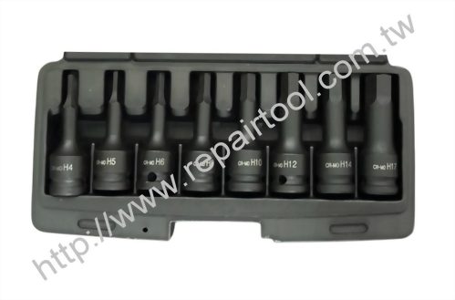8pcs 1/2" Dr. HEX Impact Bit Socket Set