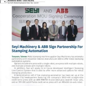 Asia Pacific Metalworking Equipment News - SEYI Machinery & ABB Sign Partnership For Stamping Automation Asia Pacific Metalworking Equipment News - SEYI Machinery & ABB Sign Partnership For Stamping Automation