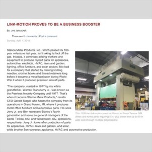 MetalForming Magazine - Link-Motion Proves To Be a Business Booster MetalForming Magazine - Link-Motion Proves To Be a Business Booster