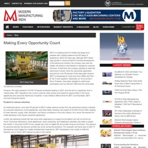 Modern Manufacturing India - Making Every Opportunity Count Modern Manufacturing India - Making Every Opportunity Count