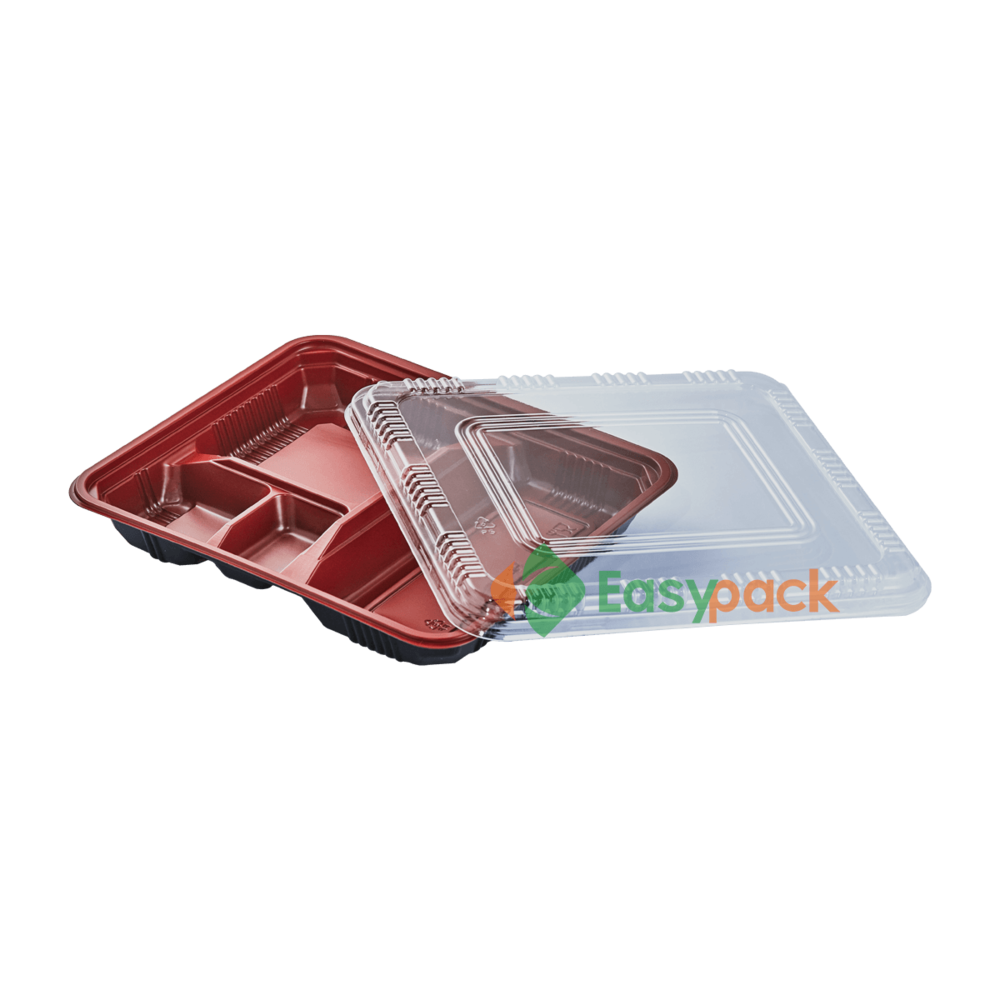 easypack 4-comp rectangular microwavable bento box with lid