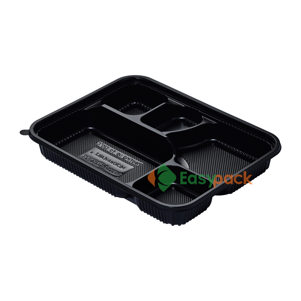 easypack 5-comp rectangular microwavable bento box with lid