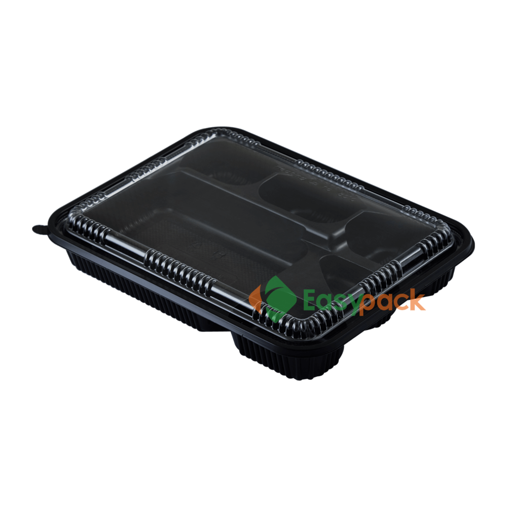 6-comp Rectangular Microwavable PP Bento Box With Clear Lid
