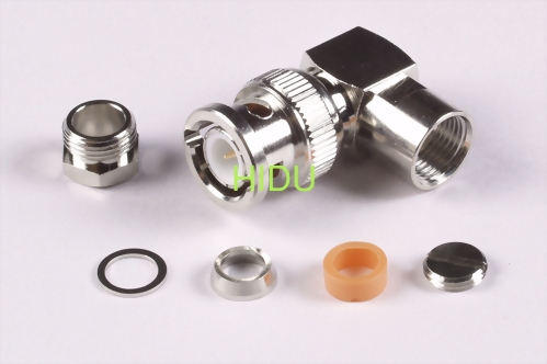BNC male screw-on right angle