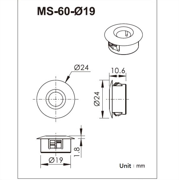 (P01MS6003) Option for Ø19 Embedded Magnetic Switch - SENGATE