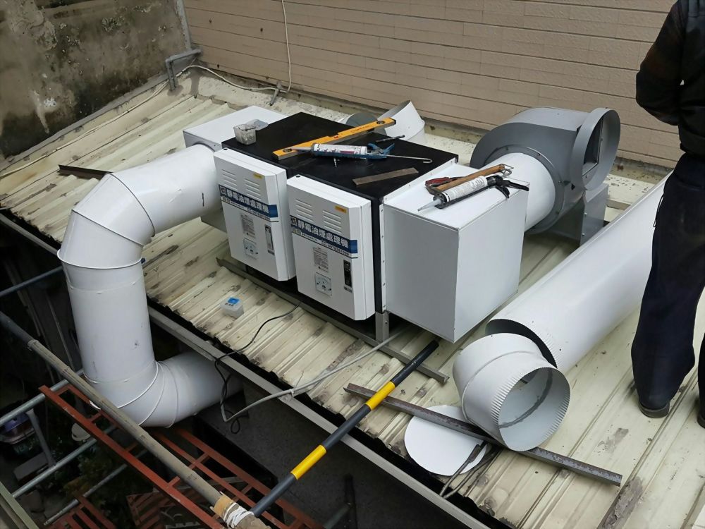 開山路，雙台靜電機+馬達配管施工