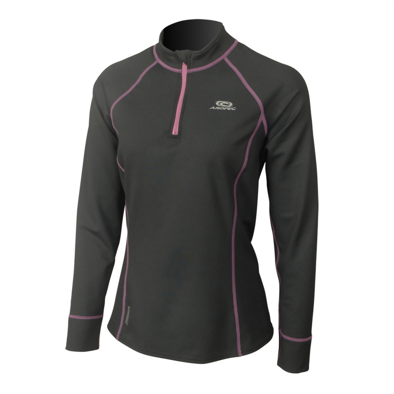 Printed Zip Quick-dry Thermal Long Sleeve Top For Lady