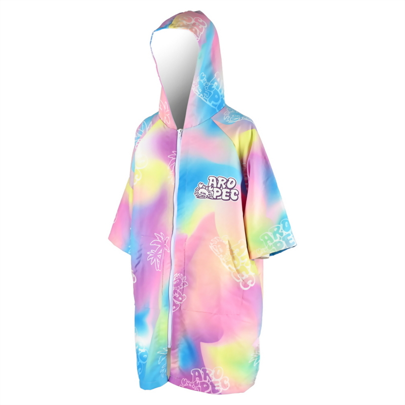 Front Zipper Changing Poncho, colorful graphics, Kids