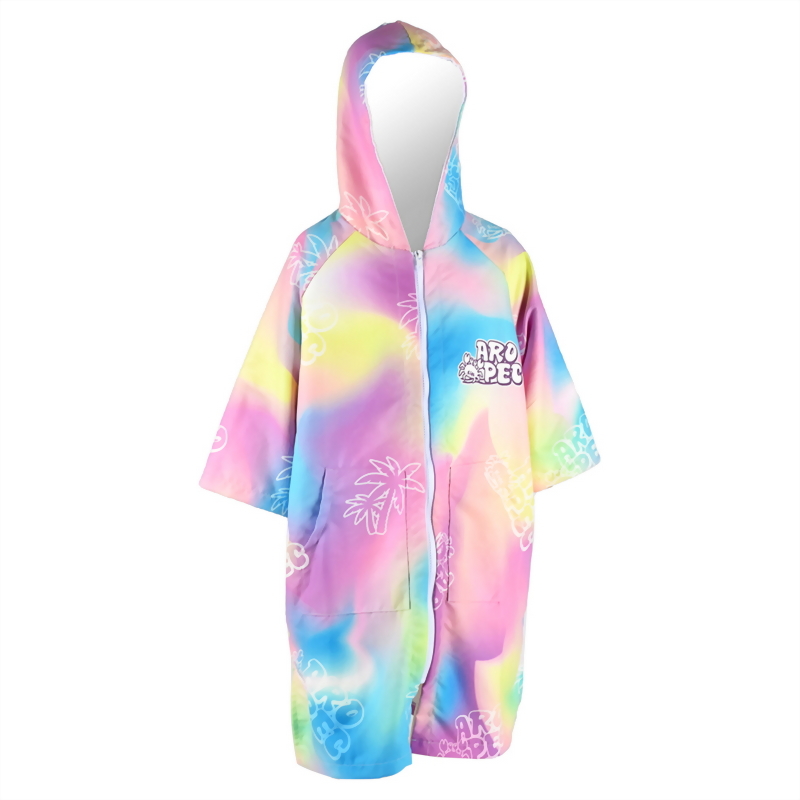 Front Zipper Changing Poncho, colorful graphics, Kids
