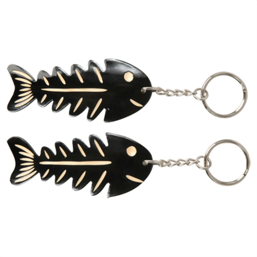 魚骨雕刻造型鑰匙圈