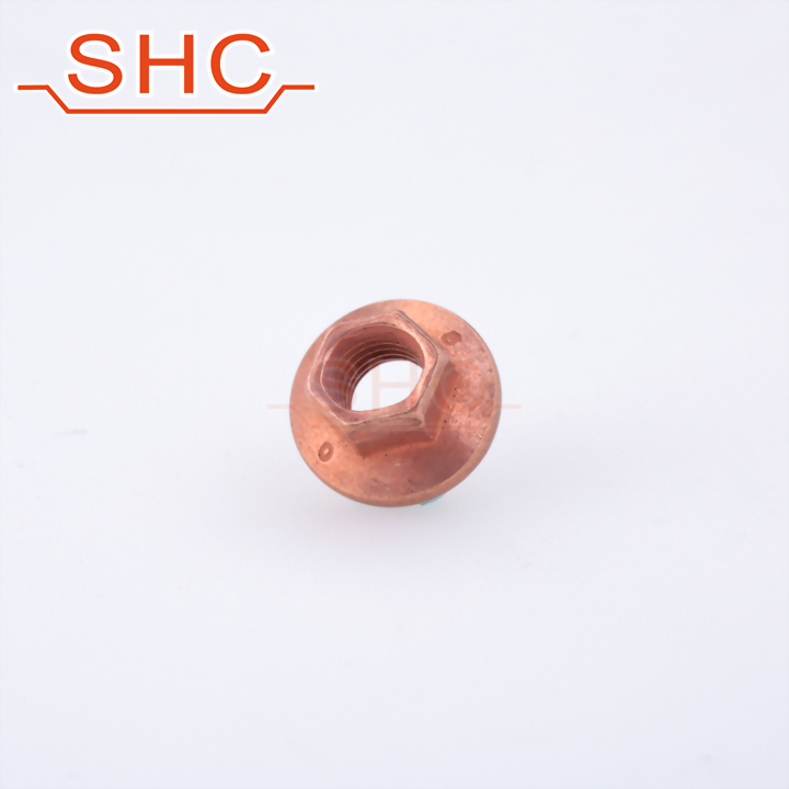 Exhaust manifold flange self locking copper lock nut