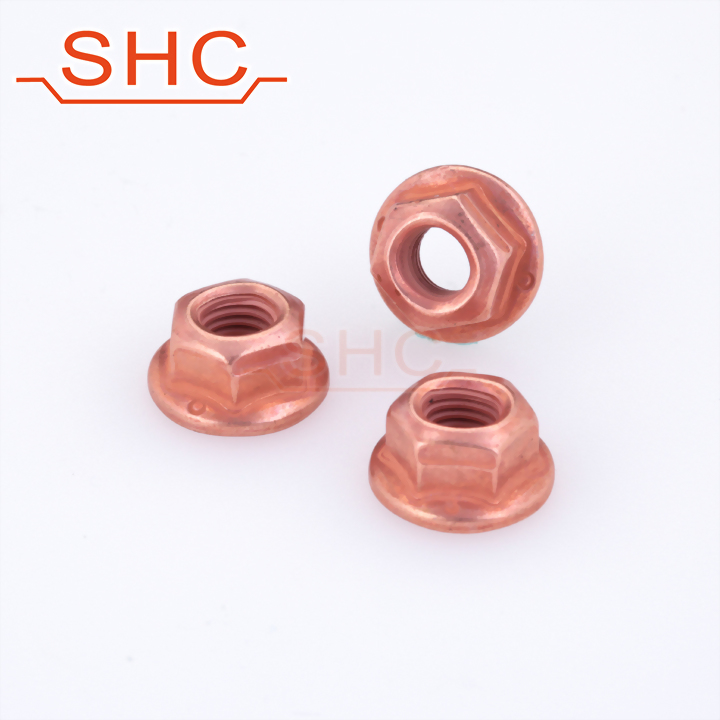 Exhaust manifold flange self locking copper lock nut