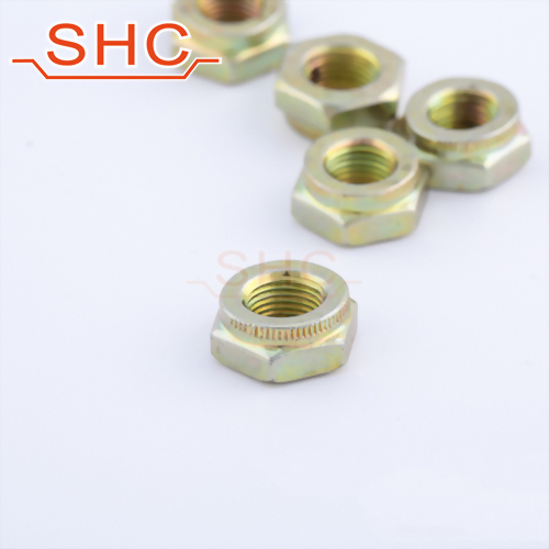 Automotive Self locking nuts with serration Yellow Zinc plating M10 x AF17