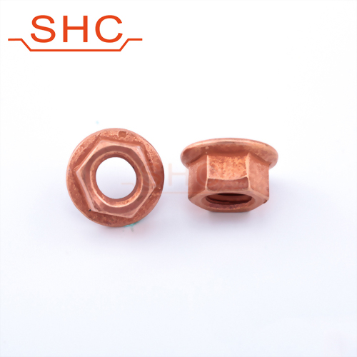 Automotive exhaust manifold selflocking copper nut