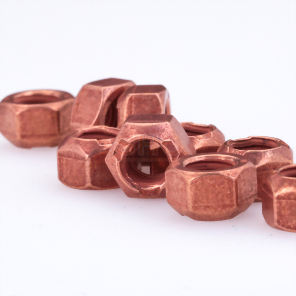 Automotive exhaust manifold selflocking copper nut